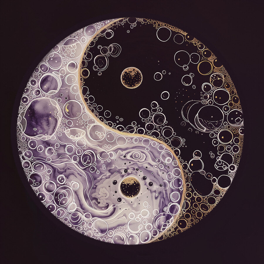 Symbol jin-jang s bublinami