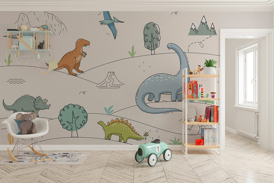 Kresba dinosaurů a hor Kresba dinosaurů a hor