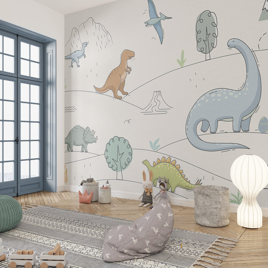 Kresba dinosaurů a hor Kresba dinosaurů a hor