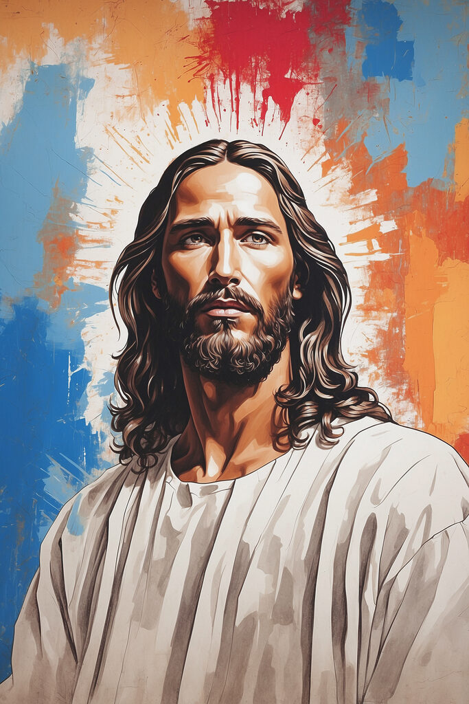 A painting of a man with long hair A painting of a man with long hair