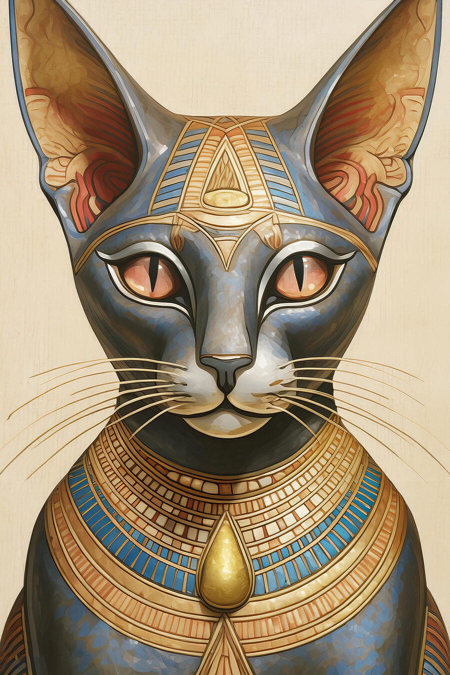 Majestátní egyptská kočka v regáliích