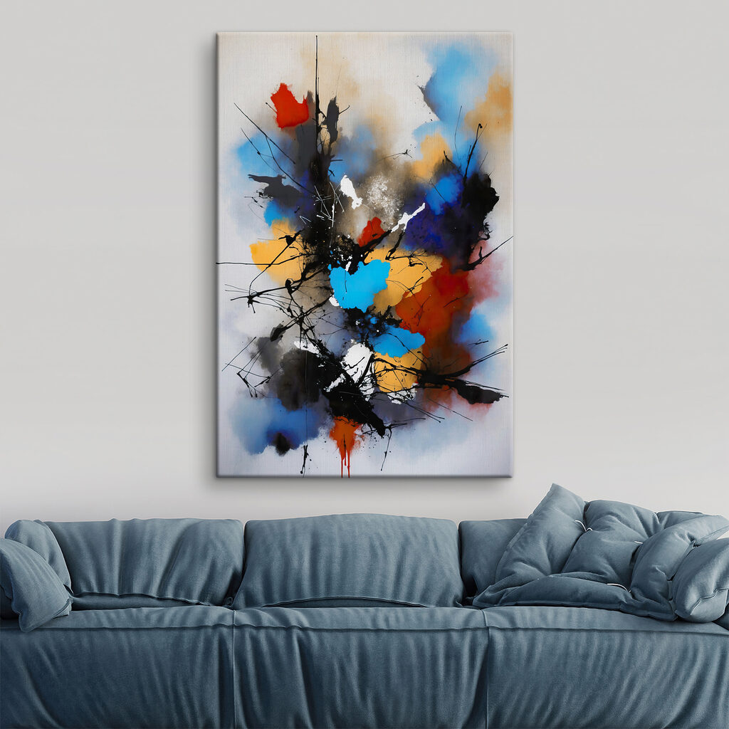 A painting of colorful paint splatters