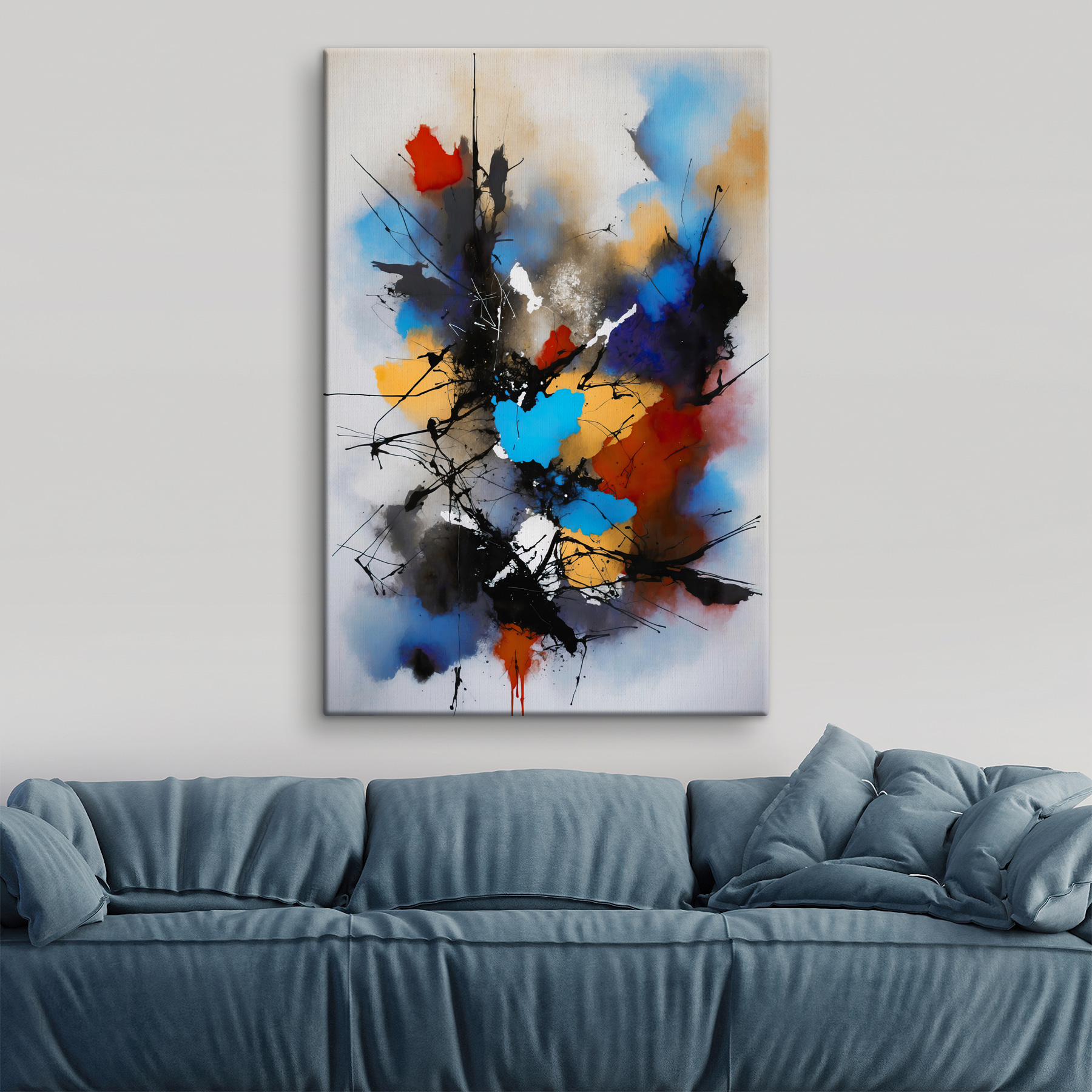 A painting of colorful paint splatters