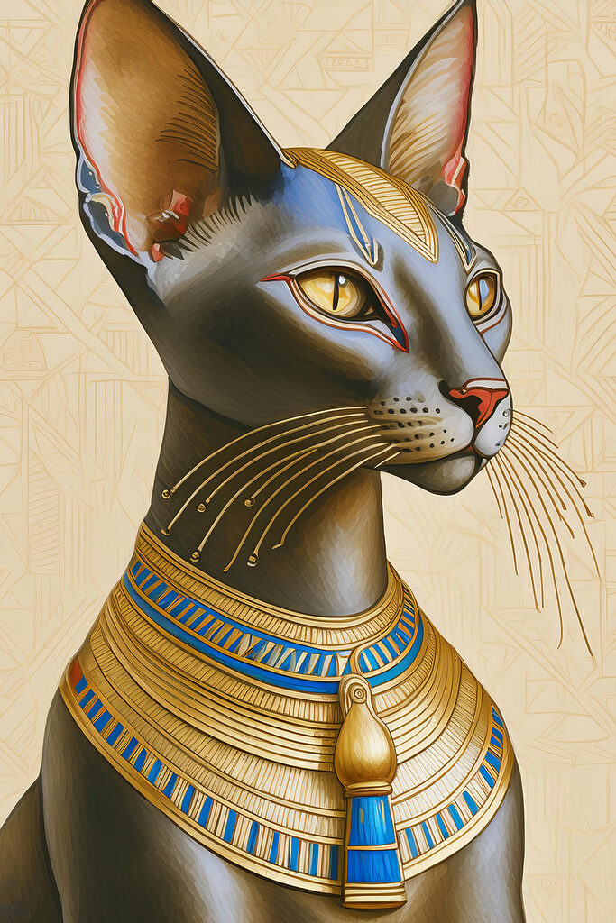 Majestic cat adorned with regal necklace