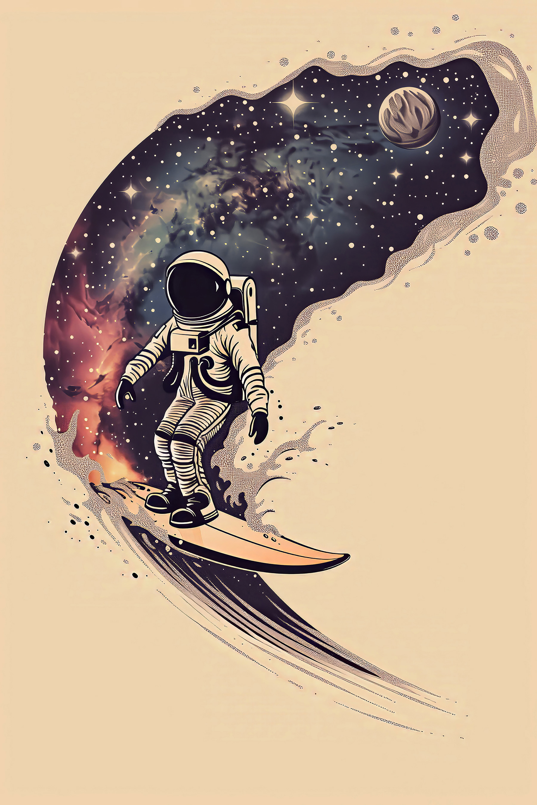 An astronaut riding a surfboard