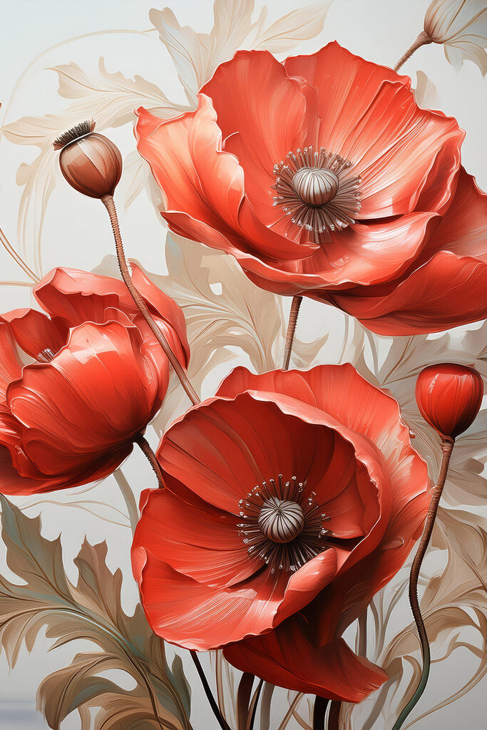 Vibrant red poppies in full bloom