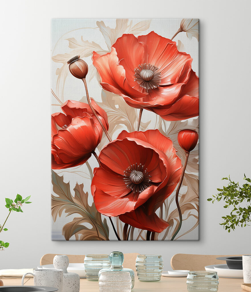 Vibrant red poppies in full bloom