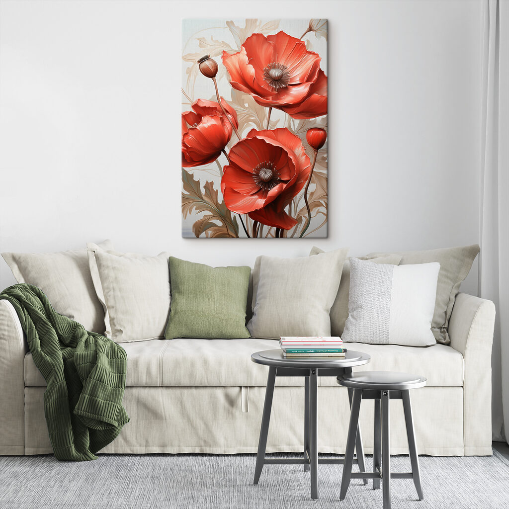Vibrant red poppies in full bloom