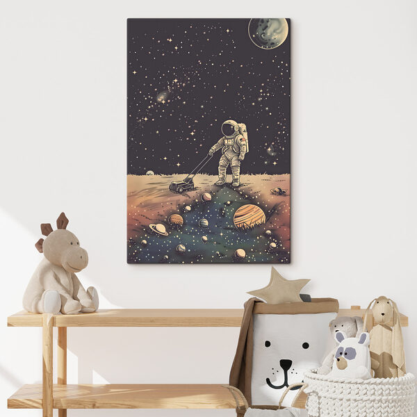 Astronaut táhnoucí sekačku ve vesmíru Astronaut táhnoucí sekačku ve vesmíru