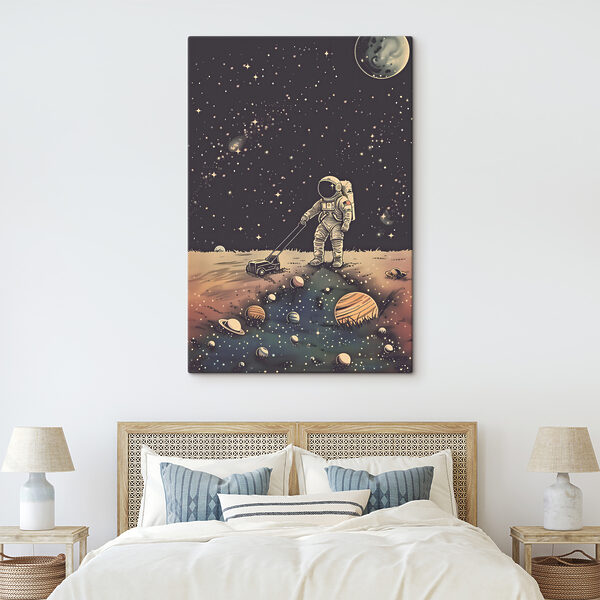 Astronaut táhnoucí sekačku ve vesmíru Astronaut táhnoucí sekačku ve vesmíru