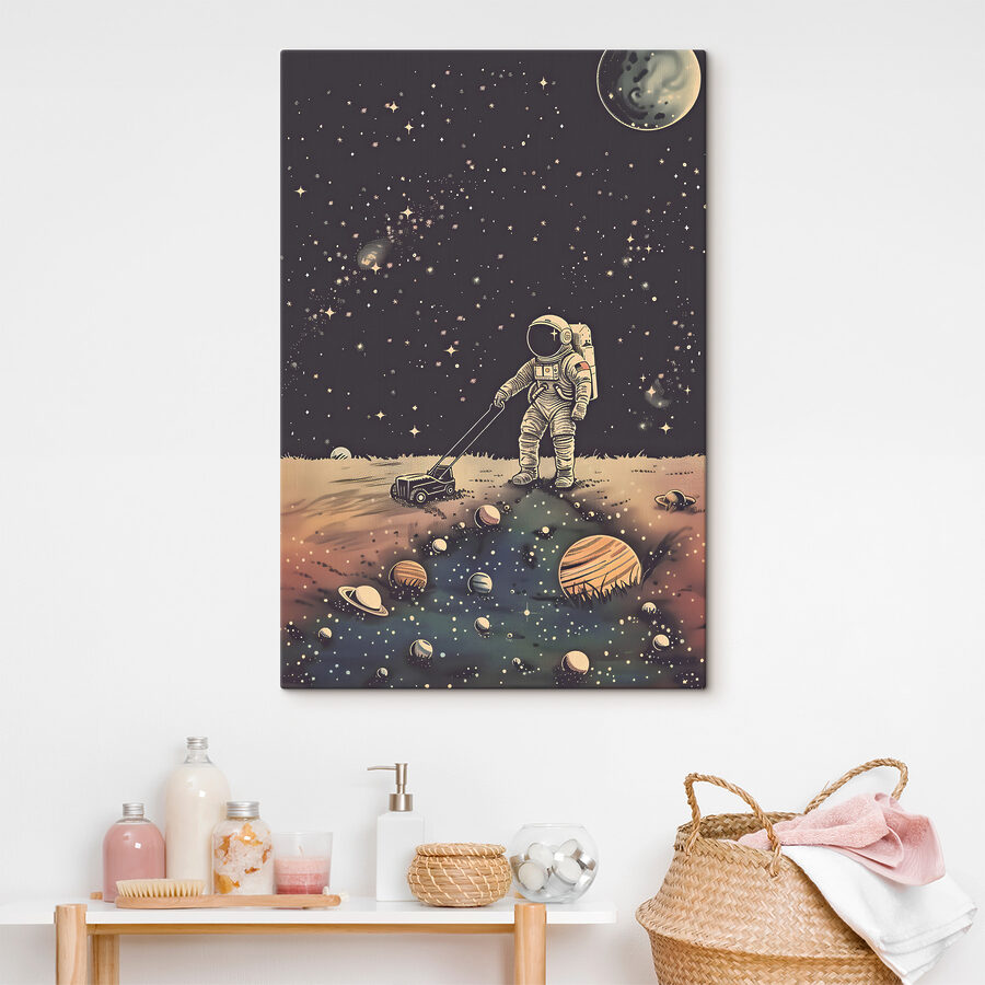 Astronaut táhnoucí sekačku ve vesmíru