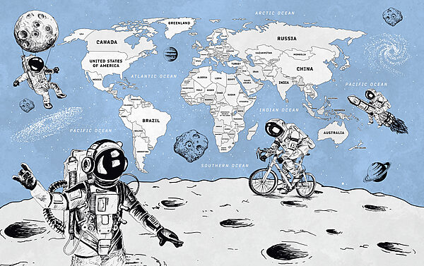 Kresba dvou astronautů na Měsíci Kresba dvou astronautů na Měsíci