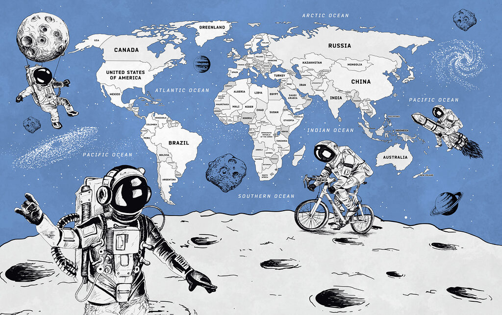 Kresba dvou astronautů na Měsíci Kresba dvou astronautů na Měsíci