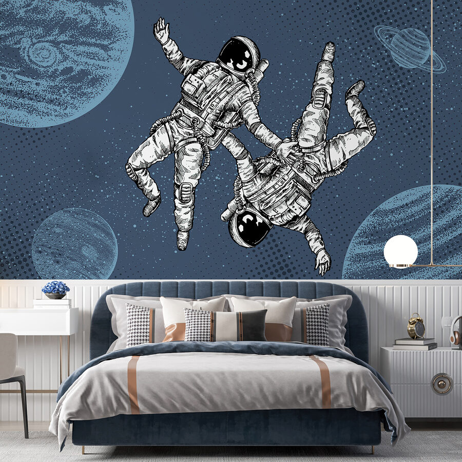 Dva astronauti se vznášejí ve vesmíru