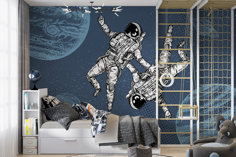 Dva astronauti se vznášejí ve vesmíru
