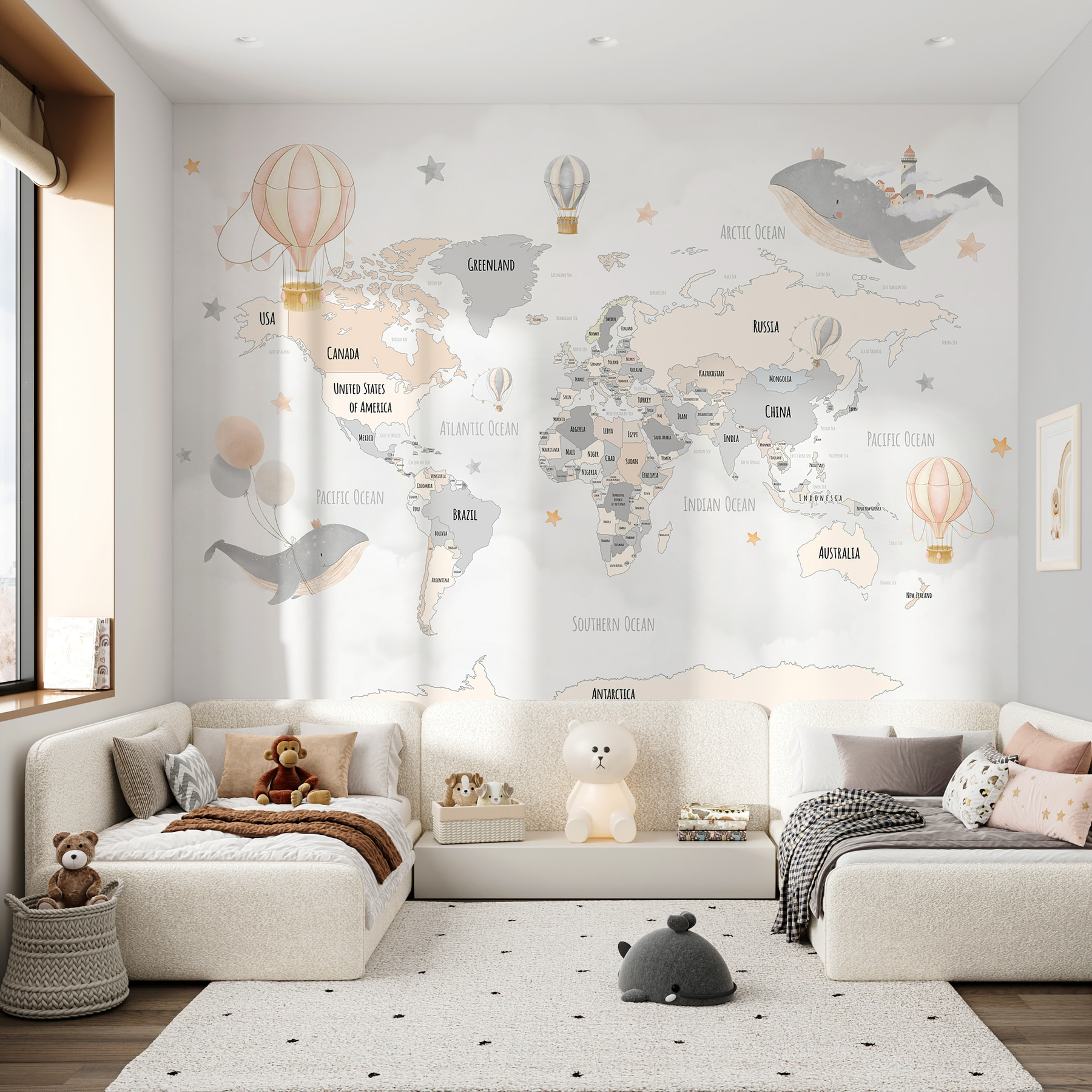 w00680v1pir1ms - Mapa světa s horkovzdušnými balóny - tegory