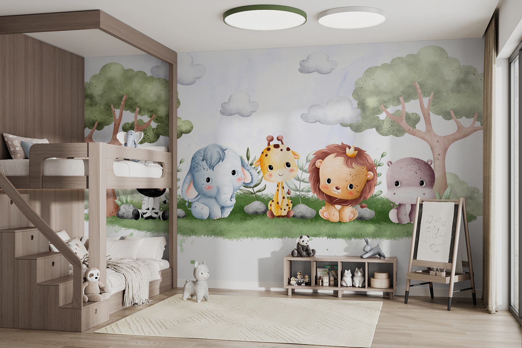 A group of animals sitting on grass