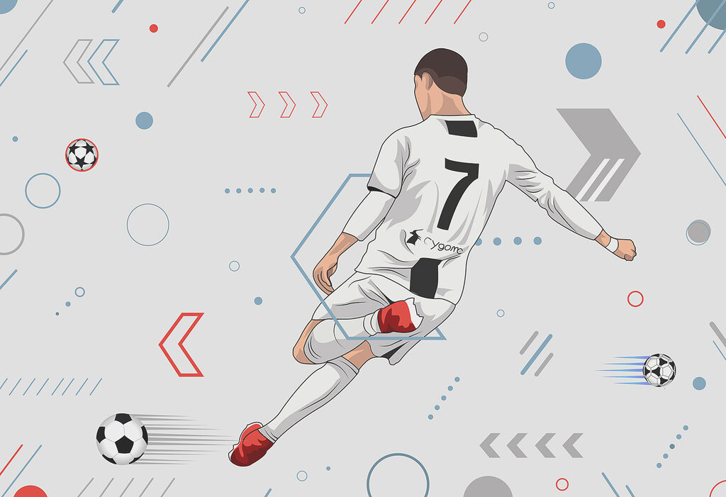 Fotbalista kopající do míče Fotbalista kopající do míče