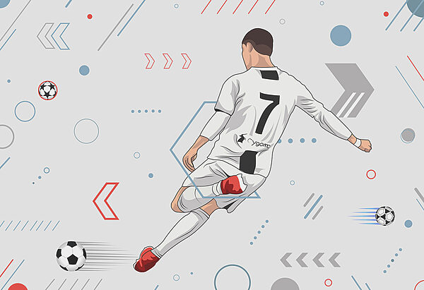 Fotbalista kopající do míče Fotbalista kopající do míče