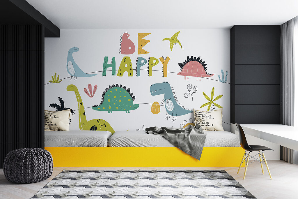 A group of dinosaurs and words