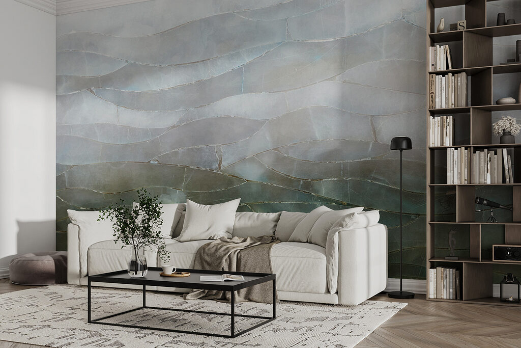 A glass with a pattern of clouds