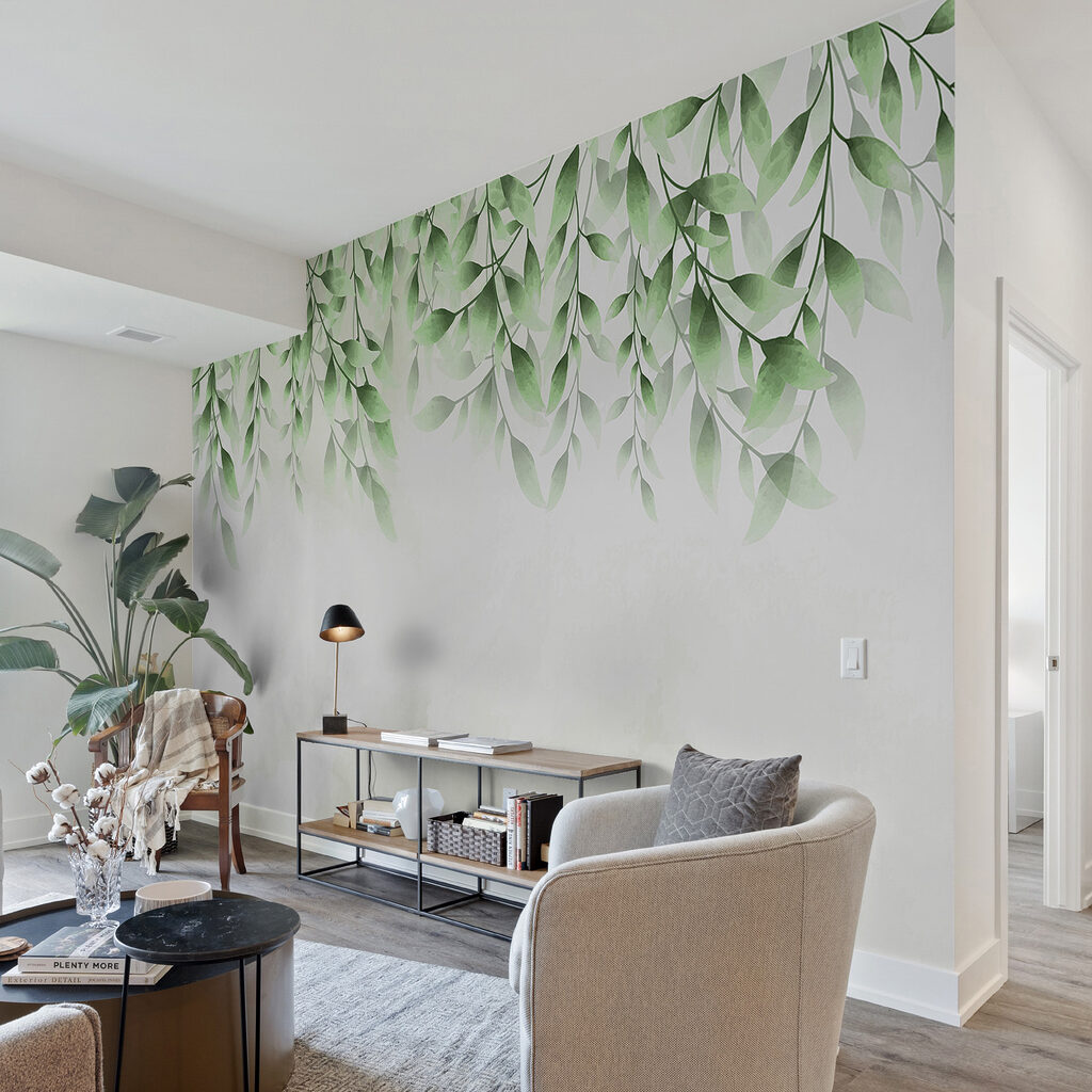 A green leaves on a white background