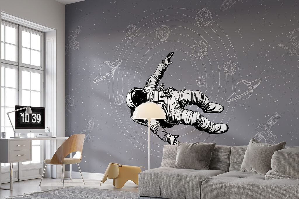 An astronaut floating in space