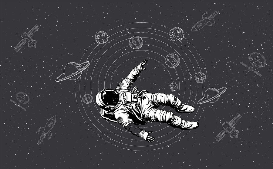 Astronaut vznášející se ve vesmíru