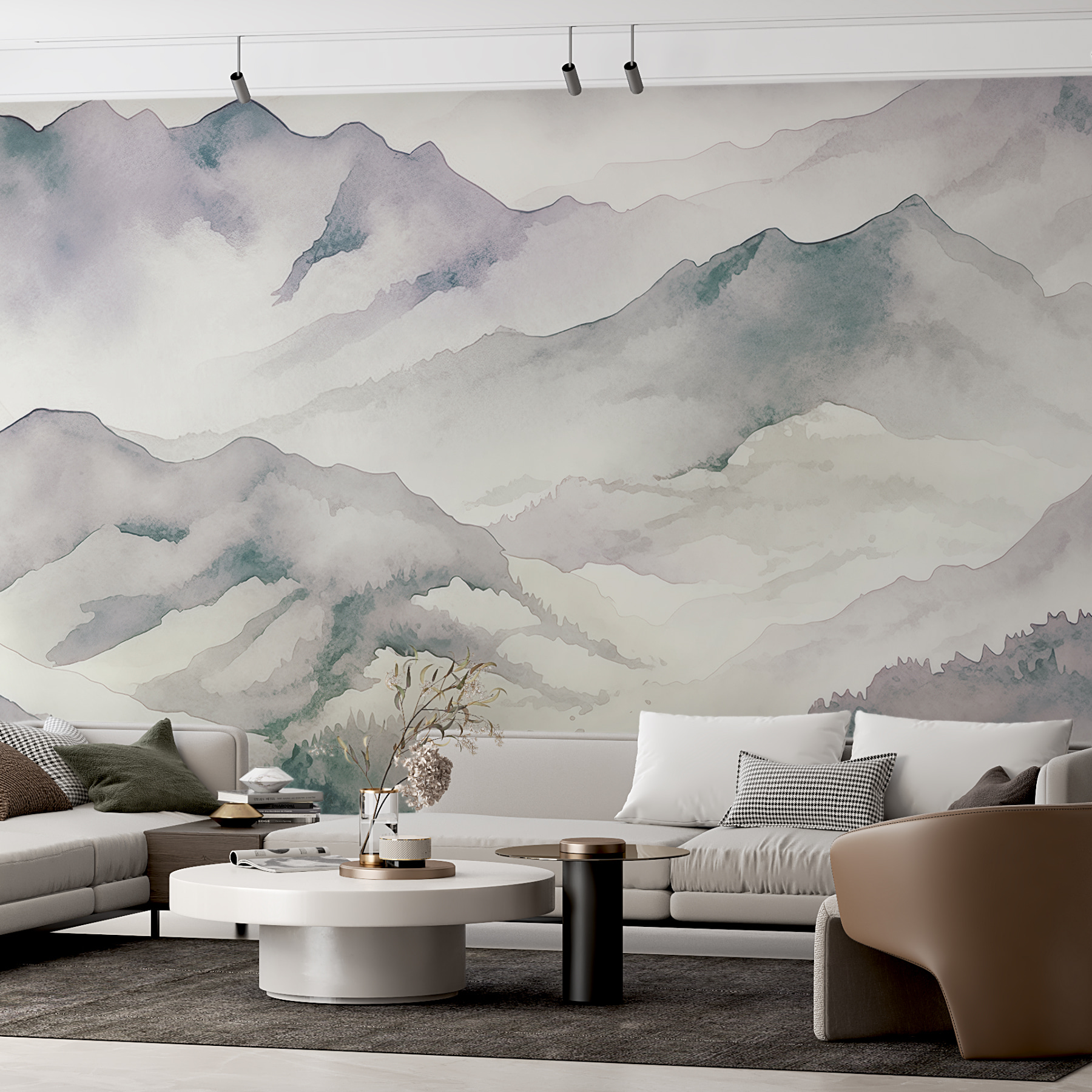A watercolor painting of mountains