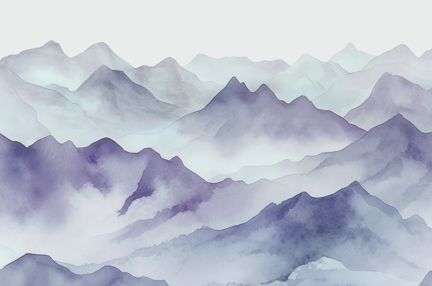 A watercolor of mountains and fog A watercolor of mountains and fog