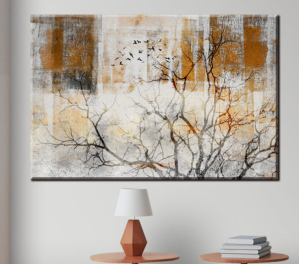 A tree with birds flying in the sky A tree with birds flying in the sky