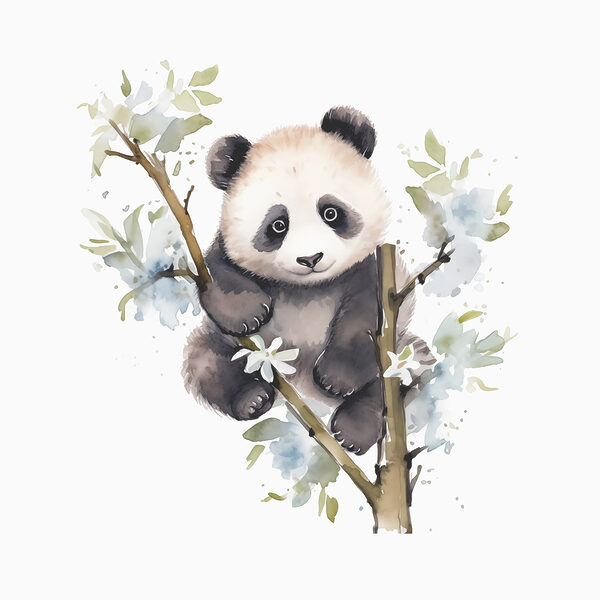 A panda bear on a tree branch A panda bear on a tree branch