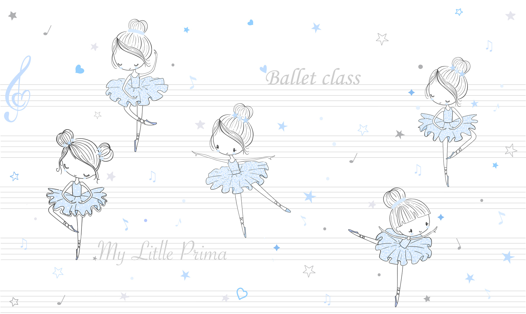 A group of ballet dancers on musical notes