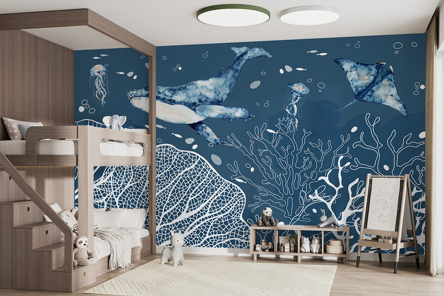 Fototapeta Velryba a rejnoci plující v oceánu - Image 2