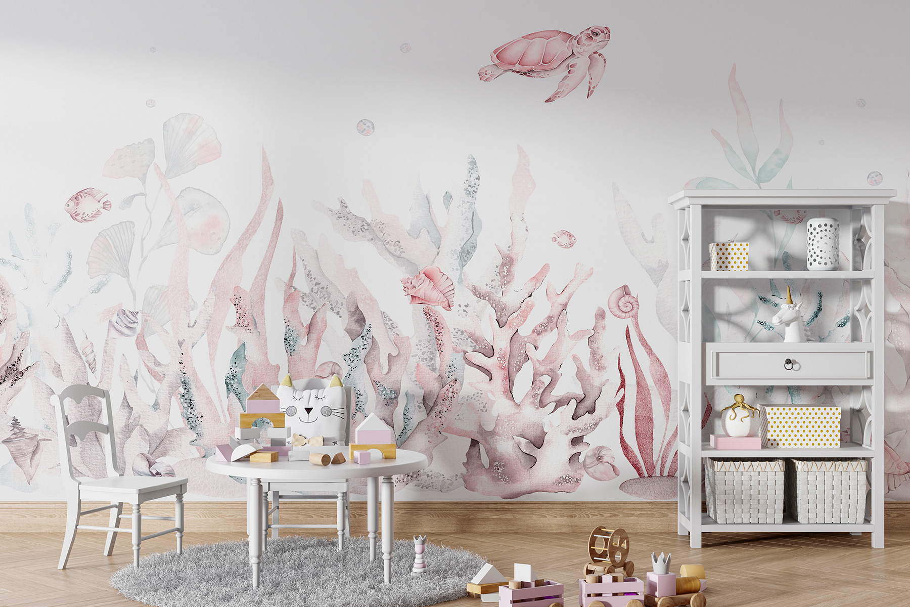 A seaweed and seaweeds with a turtle