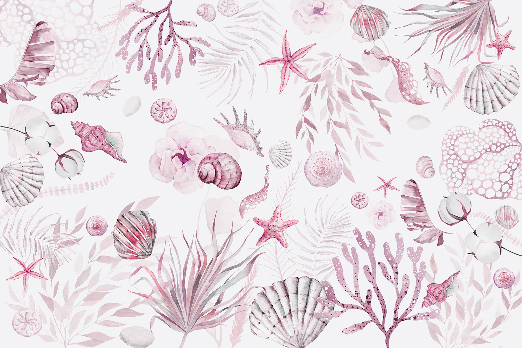 A watercolor sea life pattern A watercolor sea life pattern
