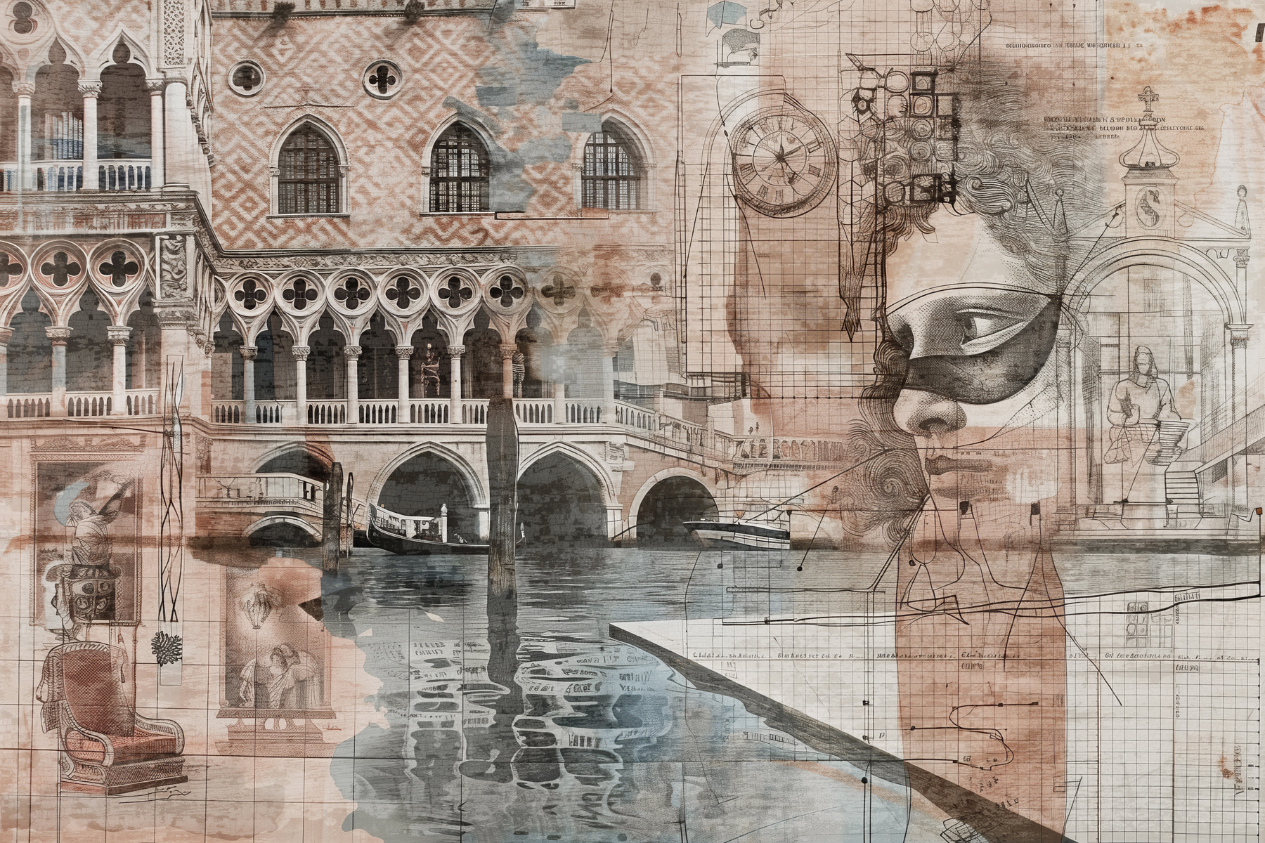 A collage of a building and a bridge