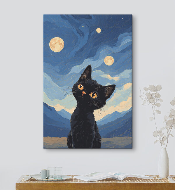 A cat looking up at the moon A cat looking up at the moon