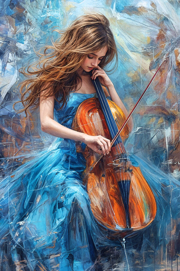 A woman playing a cello A woman playing a cello