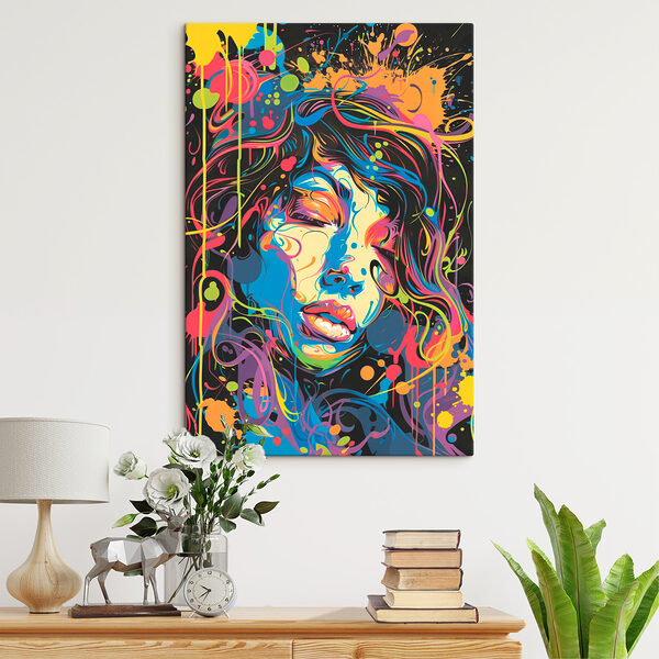 A woman with colorful hair