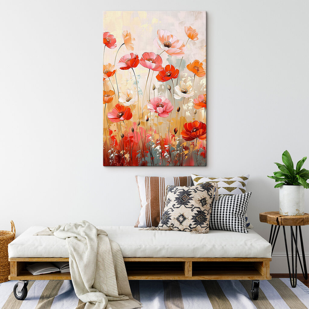 Vibrant blossoms in a colorful field