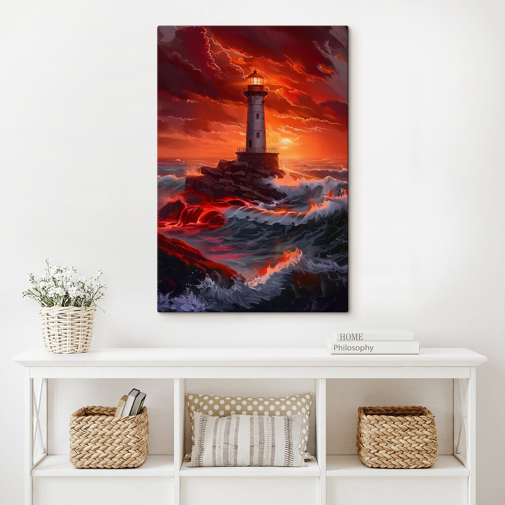 A lighthouse in the ocean
