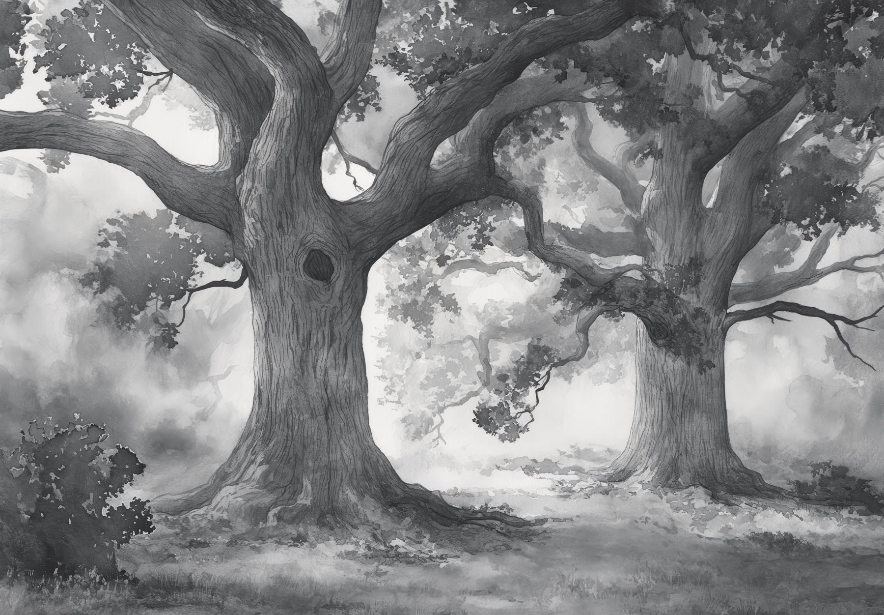 A group of trees with many branches A group of trees with many branches