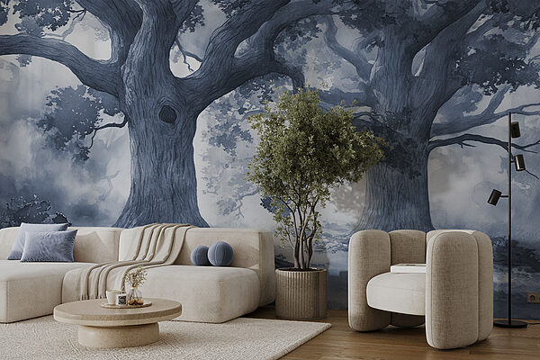 A group of trees with many branches