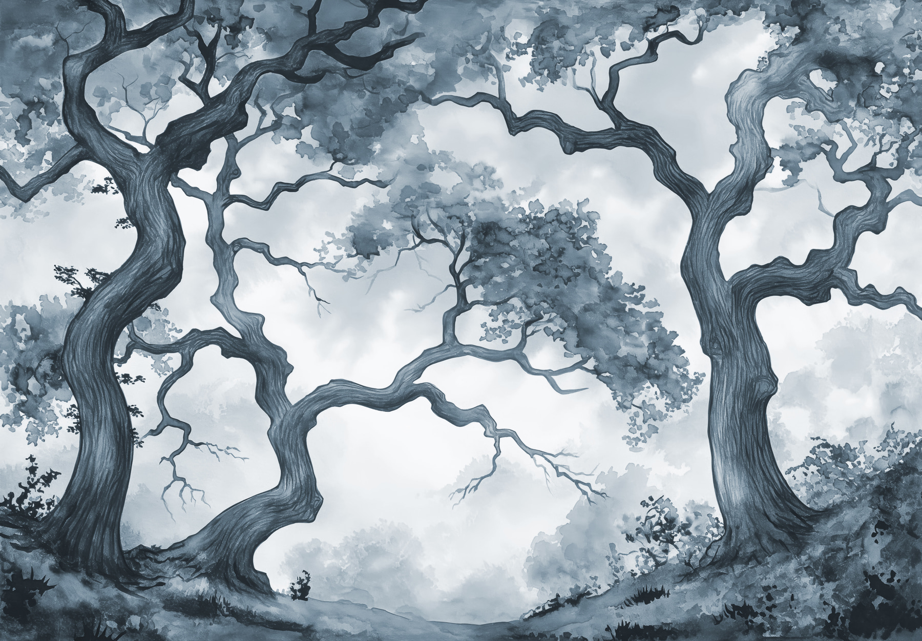 A group of trees with branches