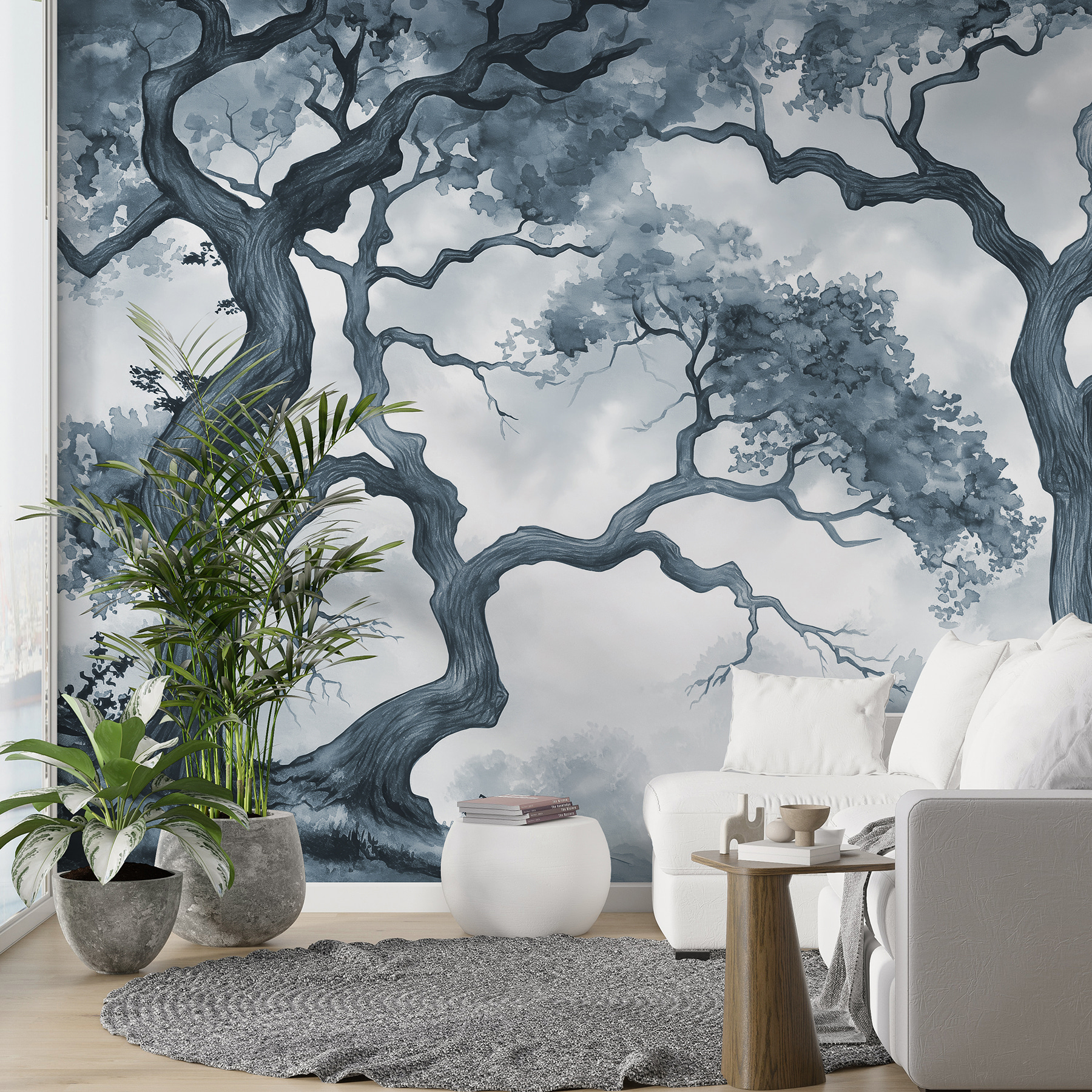A group of trees with branches