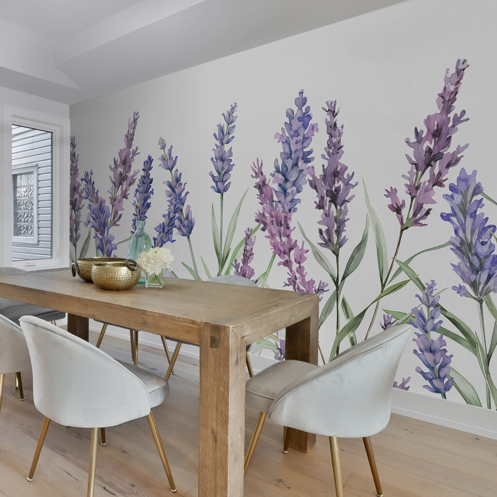 A row of purple flowers A row of purple flowers