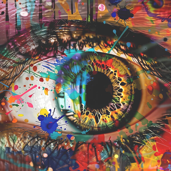 Colorful eye with artistic splashes Colorful eye with artistic splashes