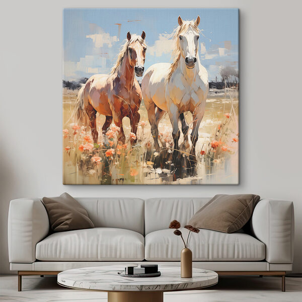 Two horses standing in a field