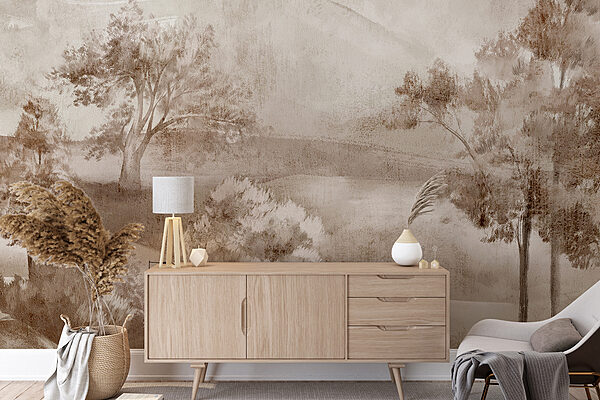 A landscape with trees and bushes